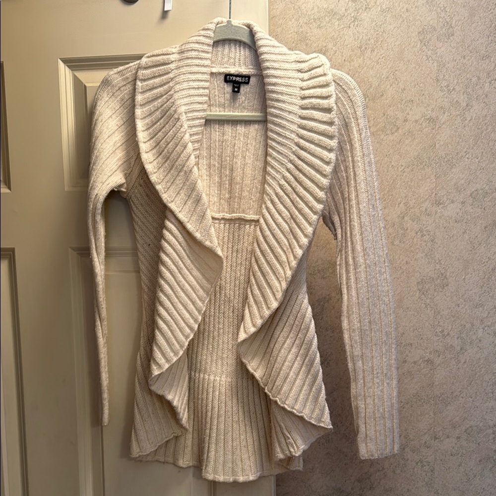 Express Cream Ribbed Cardigan